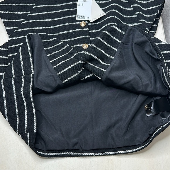 NWT H&M Black & White Striped Tweed Short Sleeve Button Front Top Blazer Size XL - Picture 8 of 15